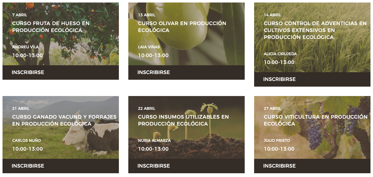 El 7 de abril darán comienzo nuestras actividades formativas sobre producción ecológica