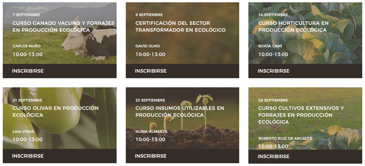 El 7 de septiembre darán comienzo nuestras actividades formativas sobre producción ecológica