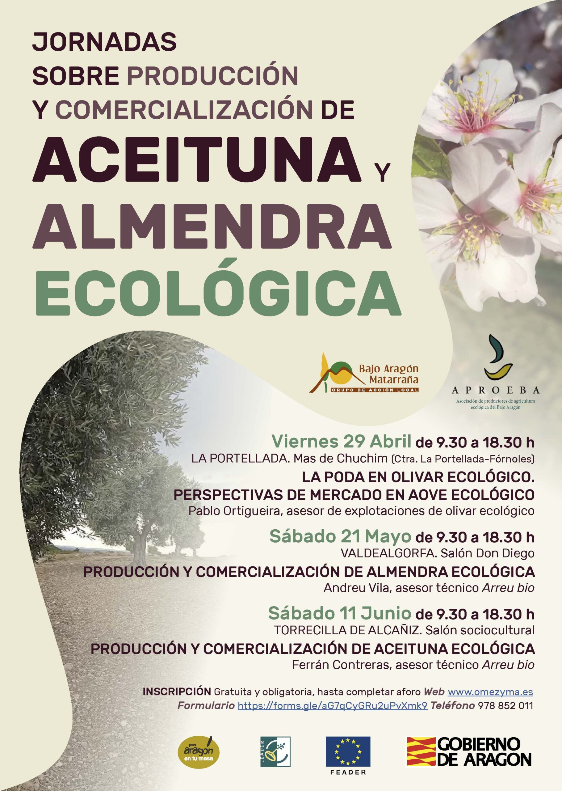 Jornada sobre olivar y mercado del AOVE ecológico, 29 abril en Mas de Chuchim