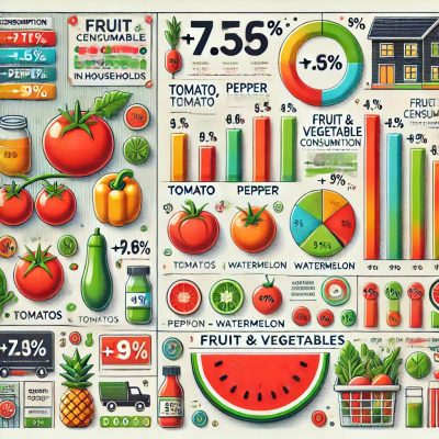 Se recupera el consumo de frutas y hortalizas en los hogares españoles, con un incremento del 1,6% en los primeros ocho meses del año