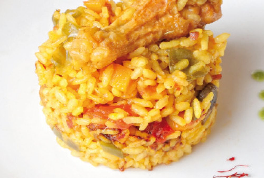 Arroz con pollo ecológico del Cinca y azafrán